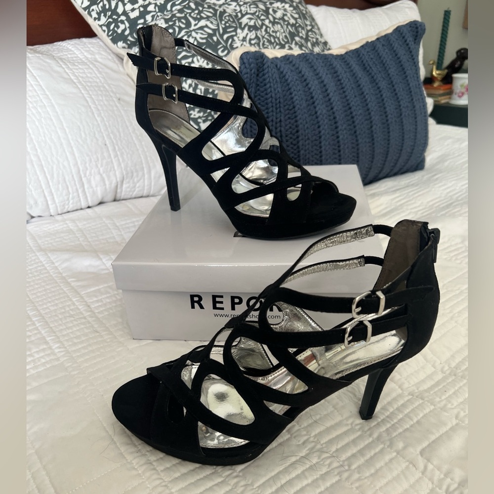Black Strappy Heels for Women